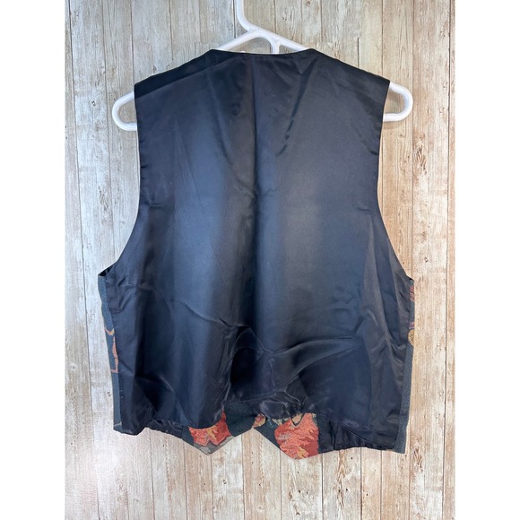 Vintage Tapestry Golf Vest Women's SizeMedium Black Rust Gold V Neck USA 90s - Picture 2 of 6